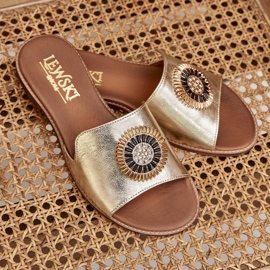 Bőr szárnyak lapos dekorációval Zazoo 3047/o arany aranysárga 2