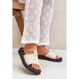 Zazoo 2896 női bőr papucs bézs 2