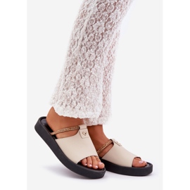 Zazoo 2896 női bőr papucs bézs 1