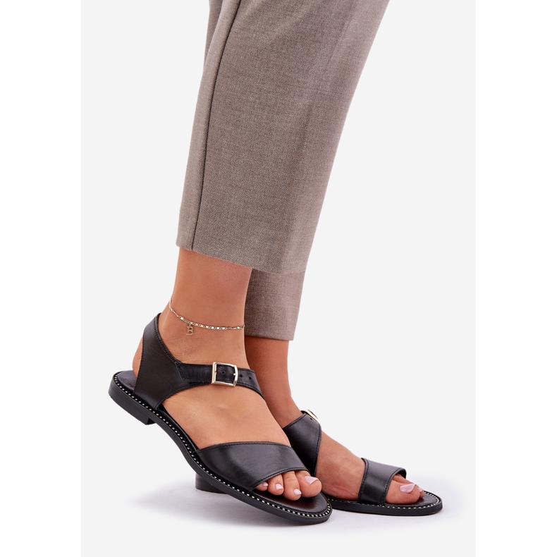 Zazoo 3014 női lapos szandál fekete 1