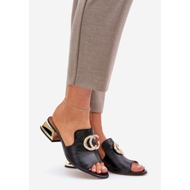 Elegáns bőr női alacsony fejek Laura Messi 2874 fekete 1