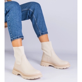 Bézs bokacsizma szövet felsőrésszel 1