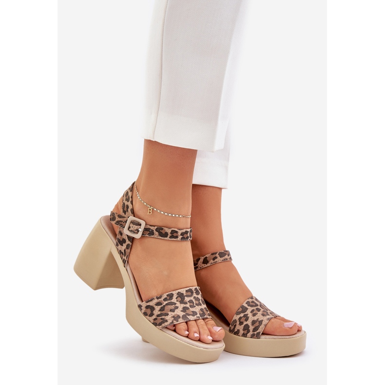 Zazoo 40386 női bőr szandál a barna barna-beige leopárdon 1