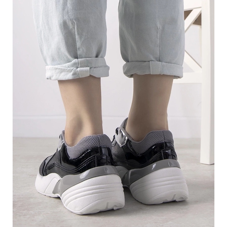 D/GMR Fekete cipők magas talppal Rude ezüst 2