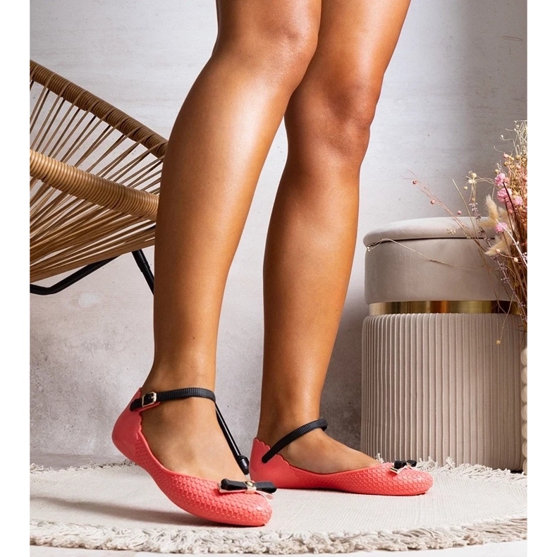 D/GMR Női balerinas rózsaszín gumival íj és heather kapocs 2