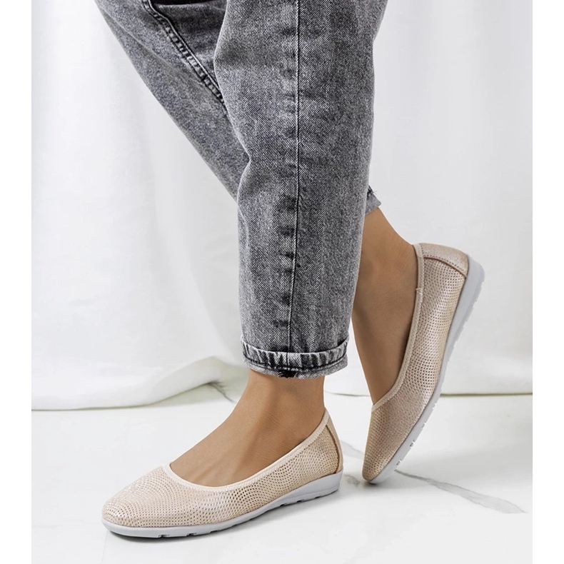 D/GMR Bézs bőr Elmas balerinák 2 D/GMR Bézs bőr Elmas balerinák 2