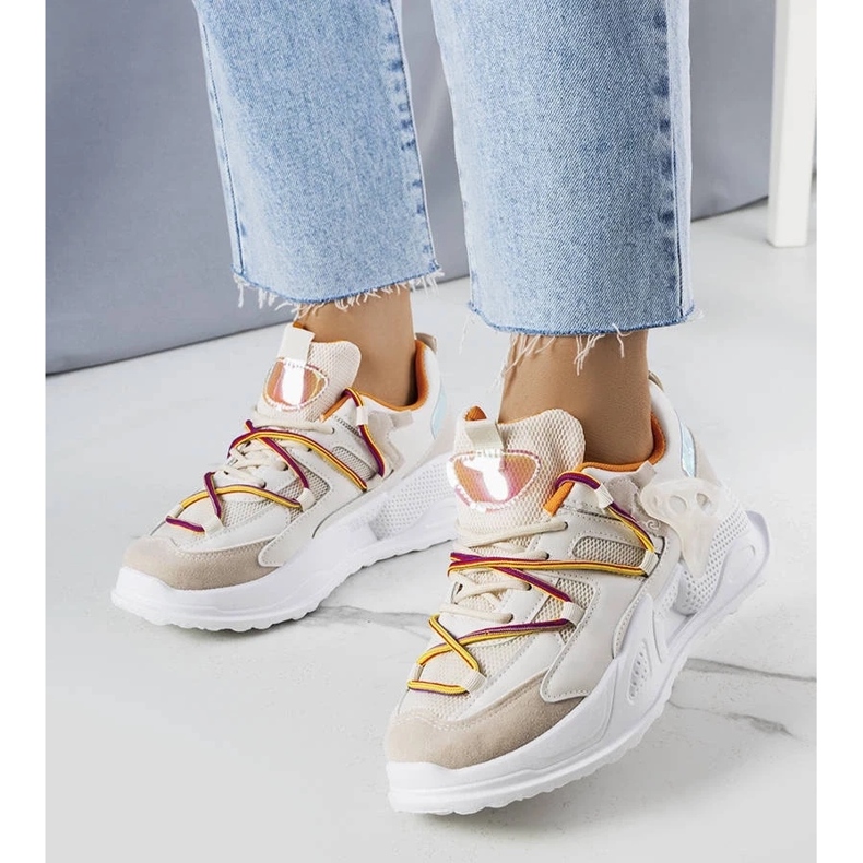 D/GMR Traci bézs vegyes szövetből készült tornacipő 1