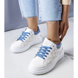 D/GMR Perforációkkal díszített Erin fehér és kék cipő 2