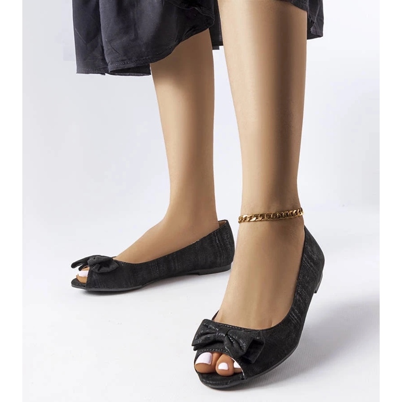 D/GMR Fekete metál balerinák masnival a Hawktól 1