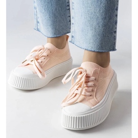 D/GMR Rózsaszín szövet tornacipő a Mallus platformon 1