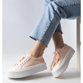 D/GMR Rózsaszín szövet tornacipő a Mallus platformon 2