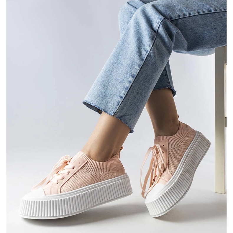 D/GMR Rózsaszín szövet tornacipő a Mallus platformon 2