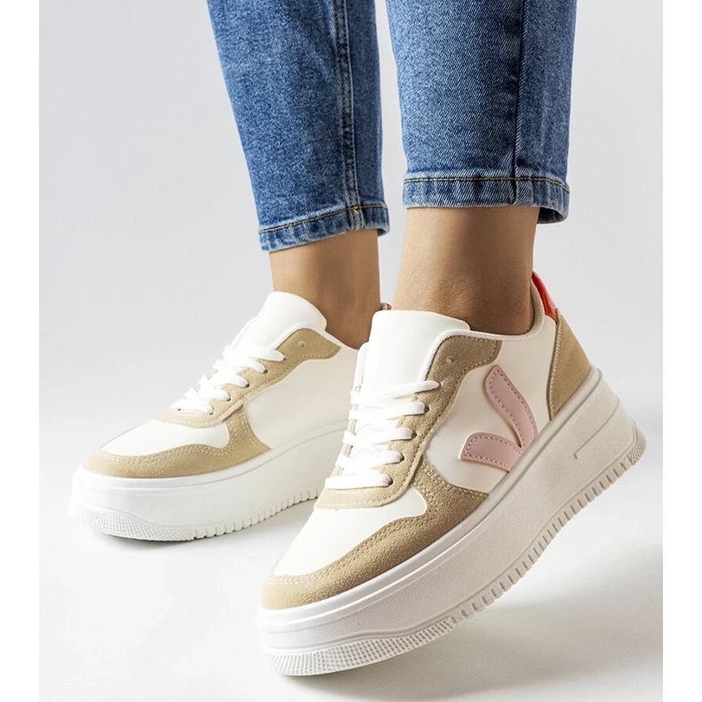 D/GMR Fehér tornacipő rózsaszín Plouffe betéttel 2