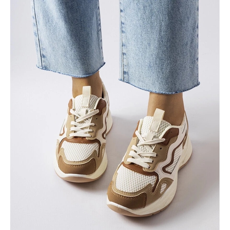 D/GMR Üreges bézs színű sportcipő zöld 2