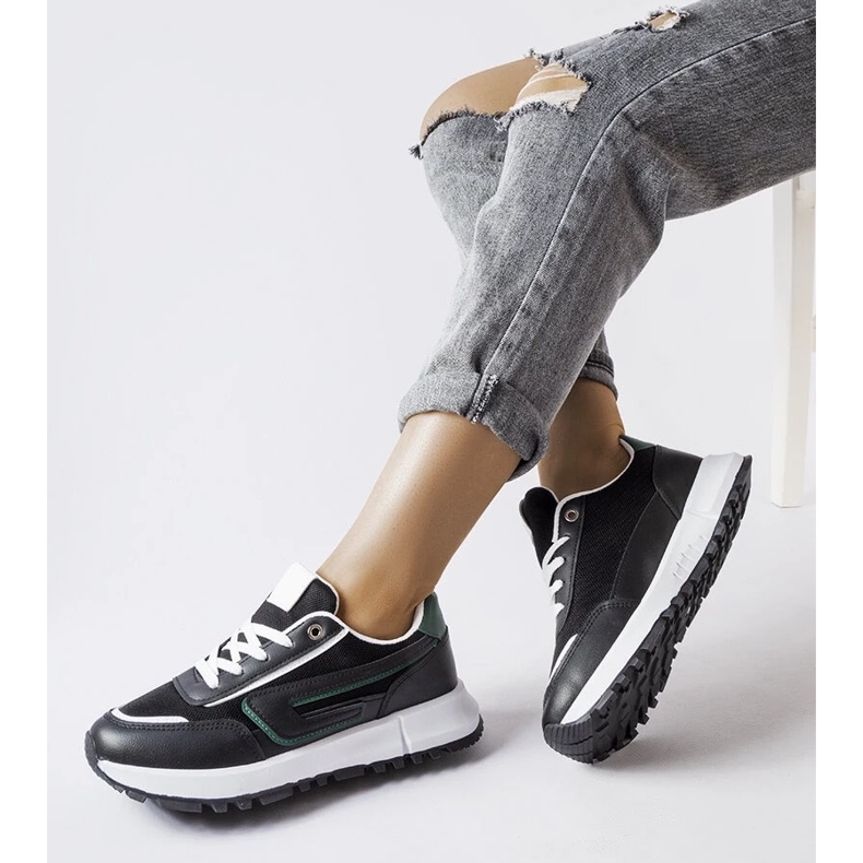 D/GMR Fekete tornacipő zöld díszítéssel Tod 1