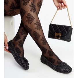 D/GMR Fekete balettlakások dekoratív Mateja virággal 1