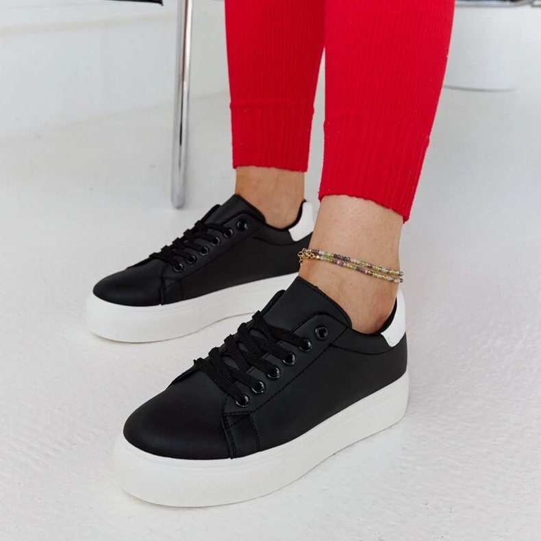 D/GMR Fekete -fehér cipők egy vastag egyetlen rután 1