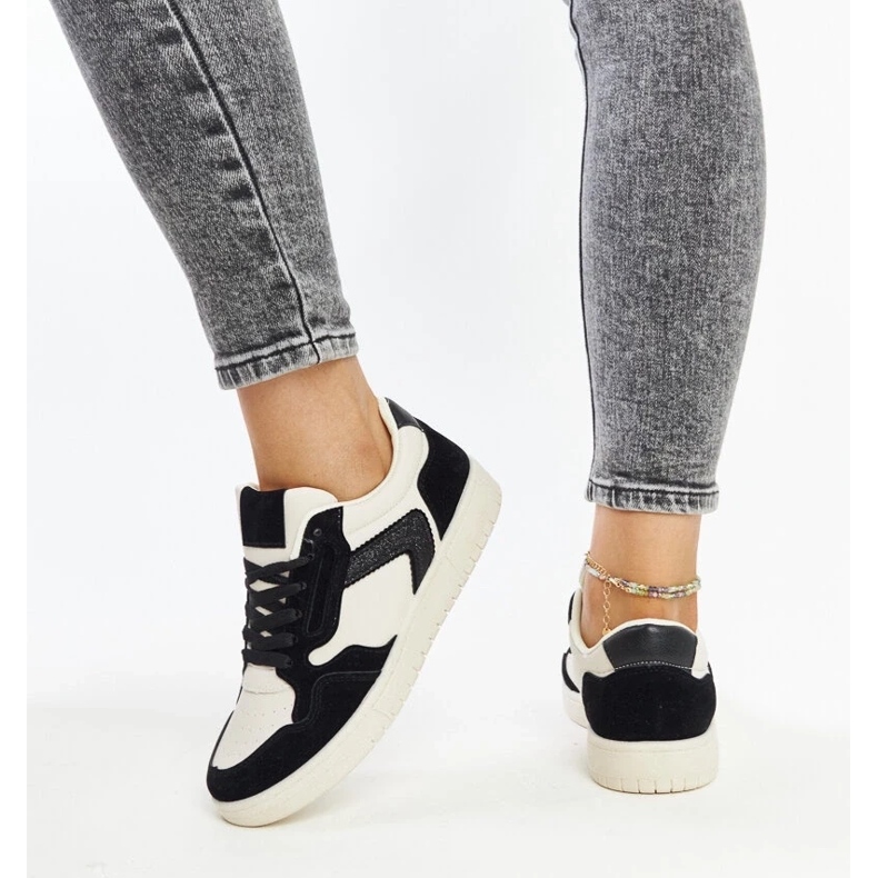 D/GMR Juwan fehér és fekete csillogó tornacipő 2