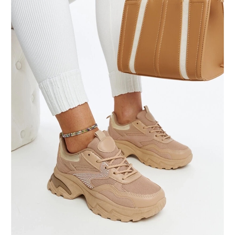 D/GMR Barna platformú tornacipő Maras cirkóniákkal díszítve 1