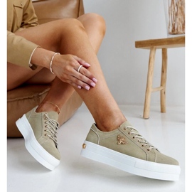 Zöld bőr cipők a Mikka vastag talpán 2