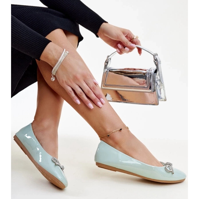 Zöld lakkozott balettlakások dekoratív masnival a Totanitól 2