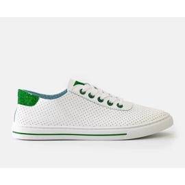 Női fehér perforált cipők csipke -up cipők 1