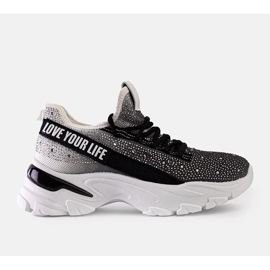 D/CEO Fehér és szürke fényes masszív tornacipő a Senai-tól fekete 1