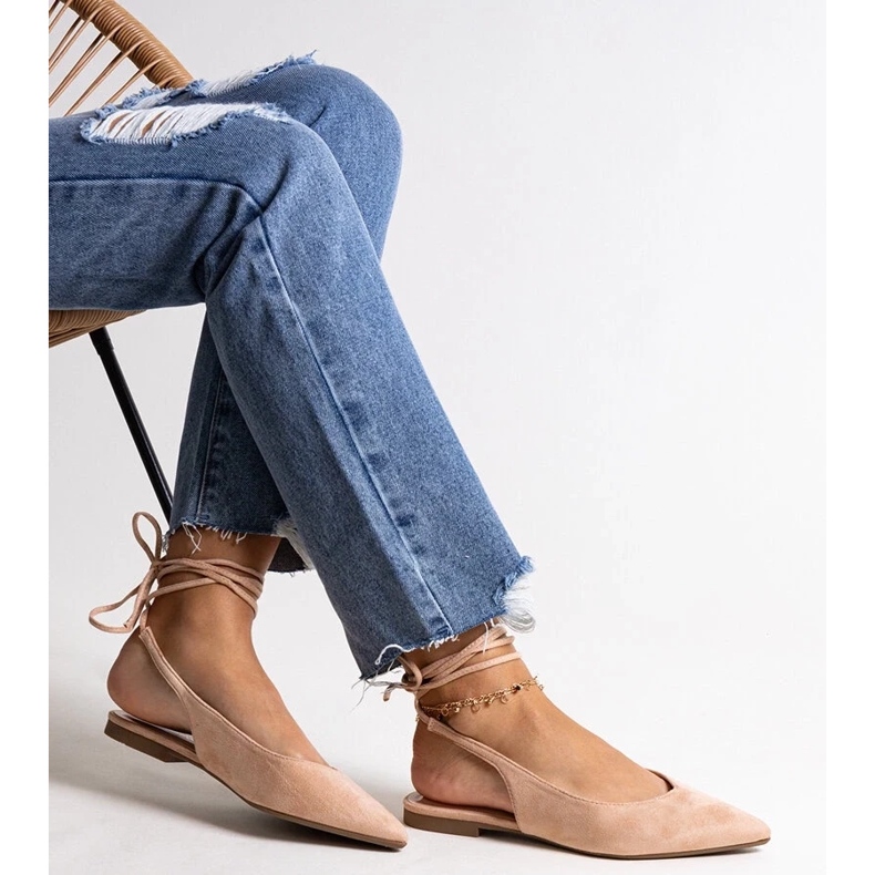 D/CEO Leaia fűzős bézs balettlapos, nyitott sarokkal 1