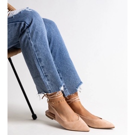 D/CEO Leaia fűzős bézs balettlapos, nyitott sarokkal 2