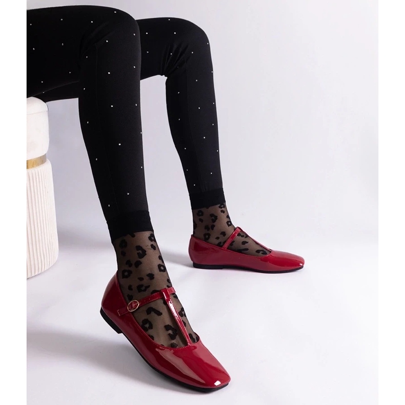 D/CEO Vörös lakkozott balerinák marseille övvel piros 2