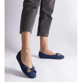 D/CEO Sötétkék balettlakások Esdras masnival és brosssal díszítve 2