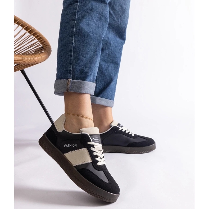 D/CEO Fekete platform tornacipő Puente varrással 2