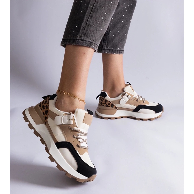 D/CEO Soria állatmotívummal díszített bézs színű tornacipő 1