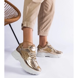 D/CEO Arany női cipők Caraballo csillogó betétekkel aranysárga 2