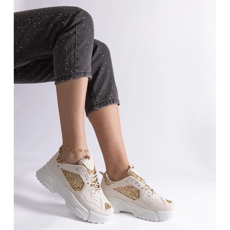 D/CEO Bézs női tornacipő csillogó betétekkel Caraballo 2