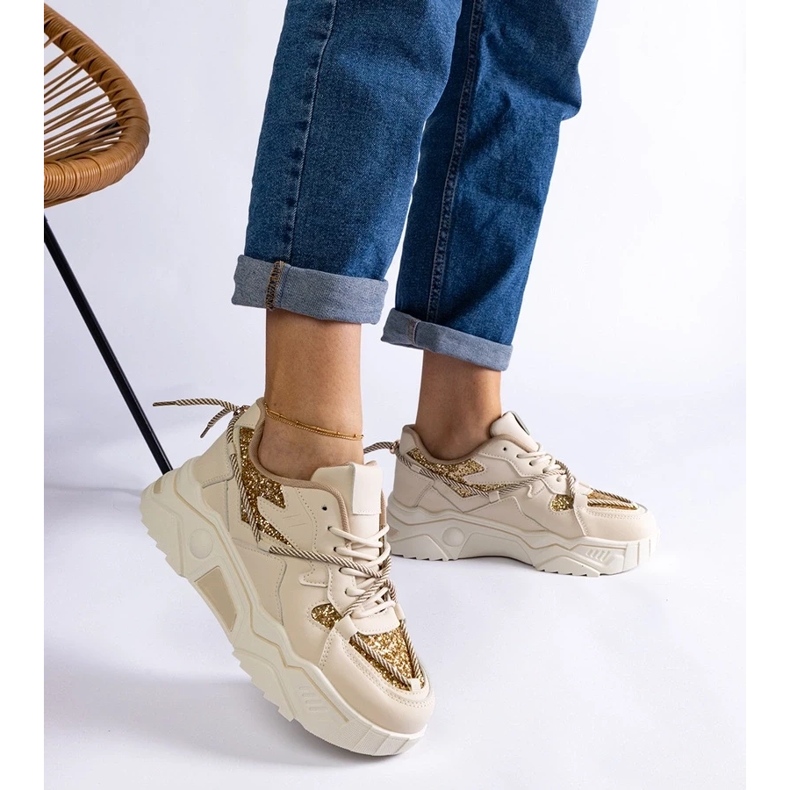 D/CEO Bézs színű női tornacipő Agar csillámmal 2