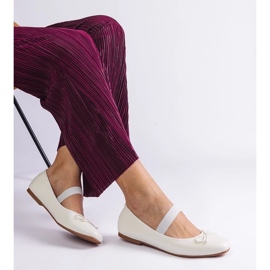 D/CEO Fehér balerinák rugalmas zenekarral és dekoratív Newton íj 2