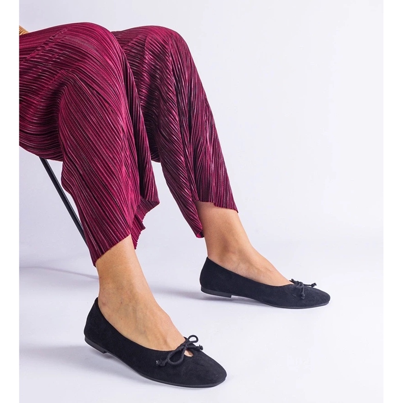 D/CEO Fekete balerinák dekoratív pollinos íjjal 1