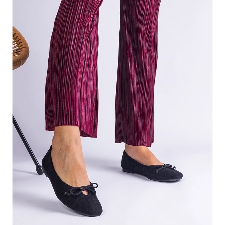 D/CEO Fekete balerinák dekoratív pollinos íjjal 2