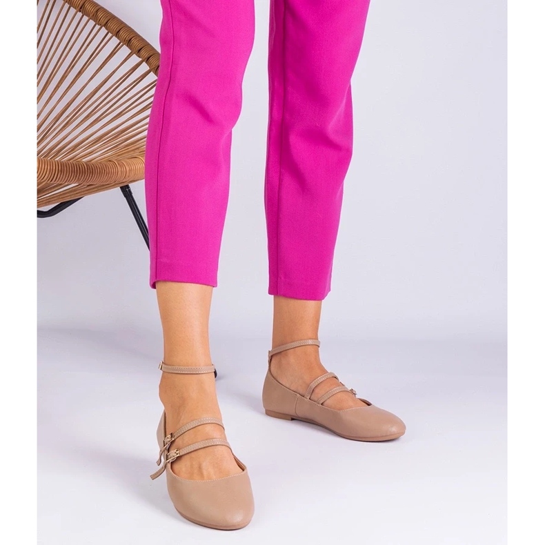 D/CEO Bézs Eco -Leather Ballerinas Vitoldora csatokkal 2