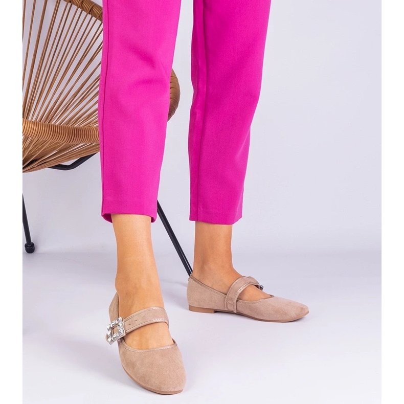 D/CEO Bézs balerinák díszített csatával, Demetra kristályokkal 2