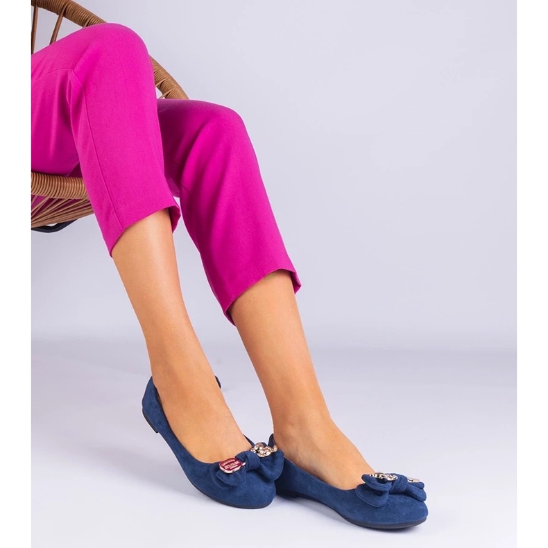 D/CEO Navy Classic Ballerinas Masol Bow -val 1
