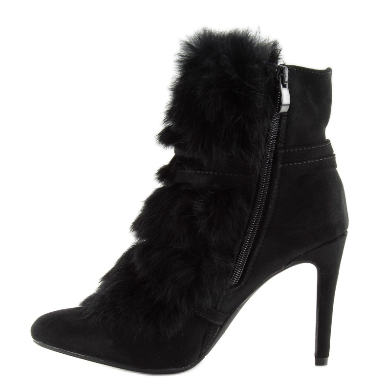 Fekete Magas sarkú csizma bundával fekete 1319 fekete 1