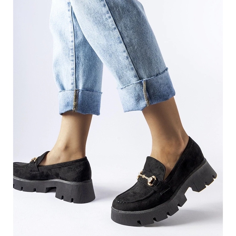 D/CEO Fekete mokaszinok csattal és strasszokkal a Gaiola-tól 2