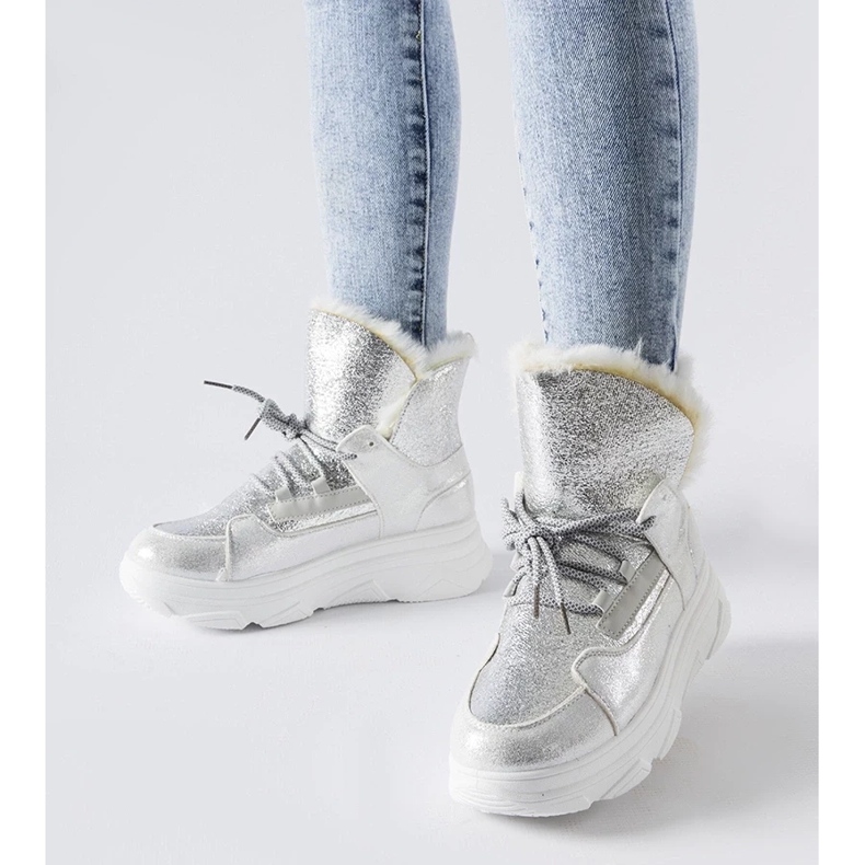 D/CEO Fehér és ezüst szigetelésű Stringer hócsizma 1