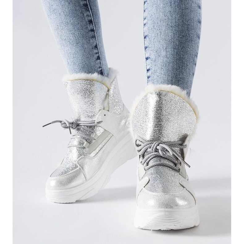 D/CEO Fehér és ezüst szigetelésű Stringer hócsizma 2