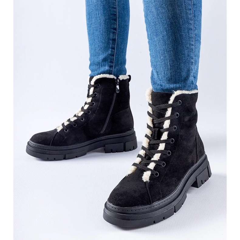 D/CEO Fekete szigetelt bokacsizma Chamblee öko-velúrból 1