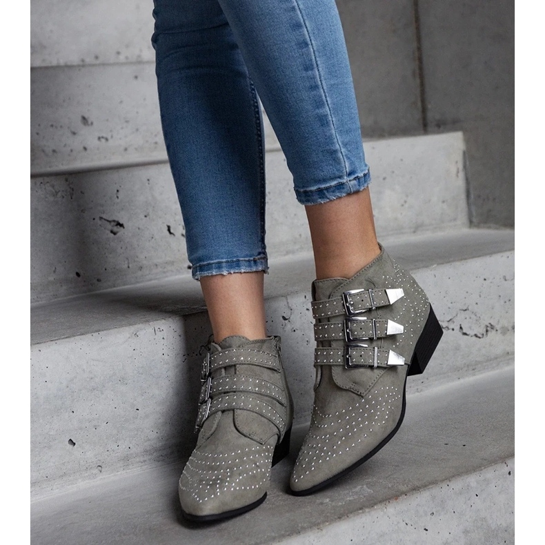 D/CEO Zöld dekoratív alacsony sarkú bokacsizma Forever 1