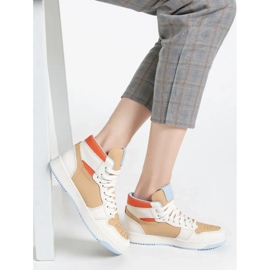 Női cipők veltor fehér/khaki 2