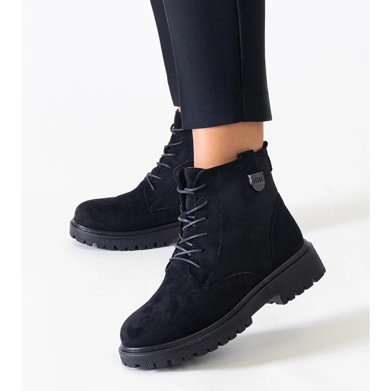 D/CEO Fekete öko-velúr munkáscsizma a Leonora platformon 2